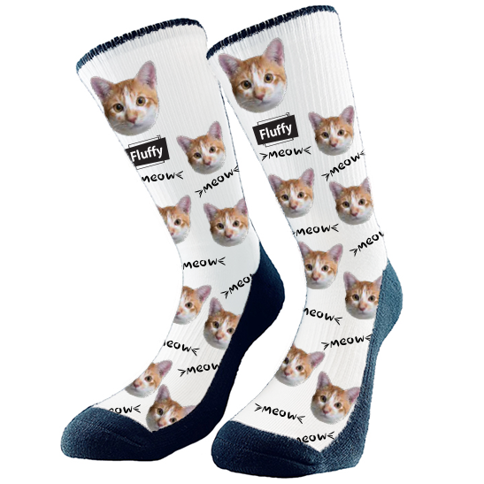 Custom Cat Face Socks and ADD their name - Meow Design – Sock Bar