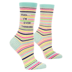 The Sock Bar presents `Shh... I`m Over-Thinking.  Pattern socks with bright colored horizontal lines. High Quality Comfortable Business Socks. 