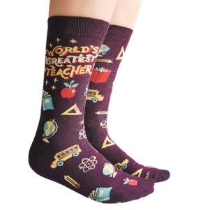 Being a teacher is a lot like being a rock star.  The world's greatest teacher socks are the best gift to become teacher's pet.  Size: Women’s shoe size 6-9. Material: 70% Combed Cotton, 28% Nylon and 2% Spandex. Add comfort to your game with Uptown Sox. These are the perfect pair to wear for a day on the course!