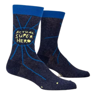 It's a bird! it's a plane! It's a regular person doing pretty amazing things on a daily basis! Men's shoe size 7-12. 50% combed cotton; 47% nylon; 3% spandex.