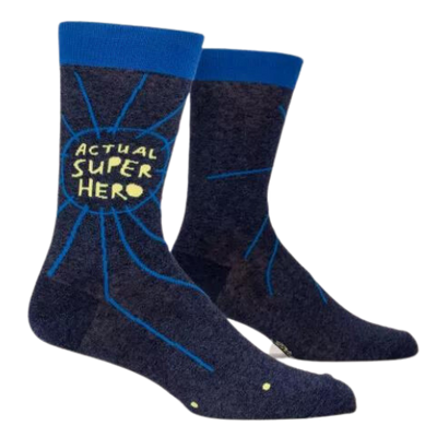 It's a bird! it's a plane! It's a regular person doing pretty amazing things on a daily basis! Men's shoe size 7-12. 50% combed cotton; 47% nylon; 3% spandex.
