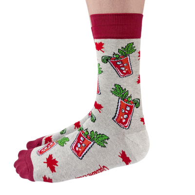 Canadian Caesar men’s socks – fun socks featuring the classic Canadian cocktail with garnishes