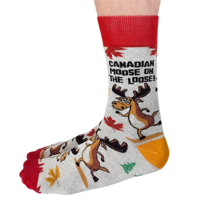 Canadian Moose socks showcasing a detailed moose design, perfect for those who love Canada and the outdoors.