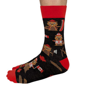 Chuck the Canuck men’s socks – fun Canadian-themed socks with cartoon character design