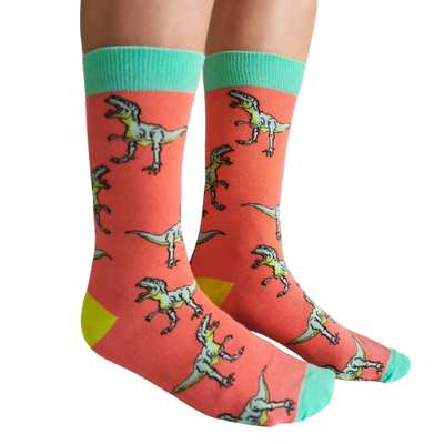 Classic Jurassic women’s socks – fun socks with colorful dinosaur illustrations