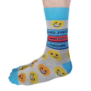 Dad Jokes socks featuring playful designs with classic dad humor and puns, perfect for fans of dad jokes.