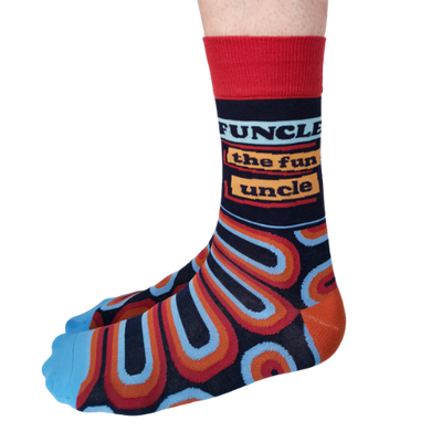 Funcle socks feature a fun and playful design for the ultimate fun uncle.