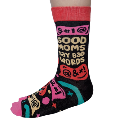 Good Moms socks for her – funny women’s socks with bold text design