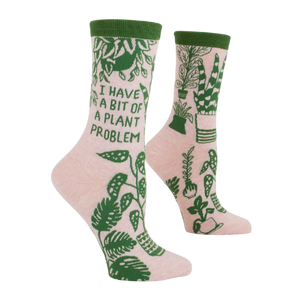 I Have A Bit Of A Plant Problem crew socks – quirky socks with a playful plant-themed design.