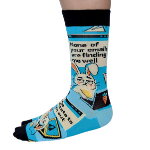 Inbox Bunny socks for her – fun, colorful bunny print with tech-inspired theme