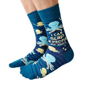 Bold and unique Obscene Octopus Socks featuring a quirky, humorous octopus design. Made from soft, comfortable fabric, these socks add personality and flair to your wardrobe.