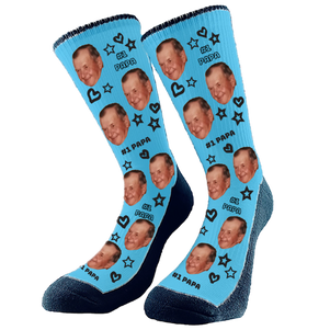 Pair of custom socks with '#1 Papa' design, personalized gift for Father's Day or birthdays