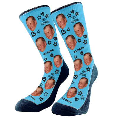 Pair of custom socks with '#1 Papa' design, personalized gift for Father's Day or birthdays