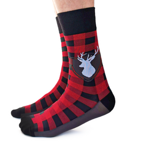 Tartan-Buck Men's Crew Socks. These socks will make you feel plaid to the bone. Size: Men’s shoe size 7-12. Material: 70% Combed Cotton, 28% Nylon and 2% Spandex.