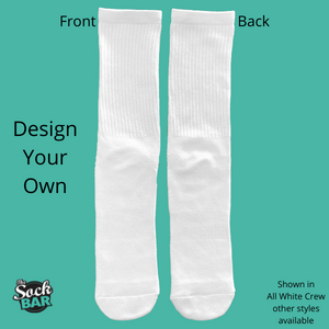 Design your own custom socks. Upload your pictures and we will crop them and add design your socks to your request. 