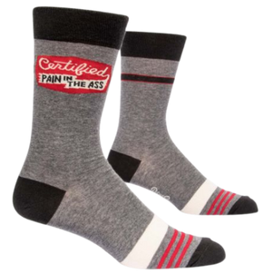 Certified Pain In The Ass, gray mens socks, blue q 2022