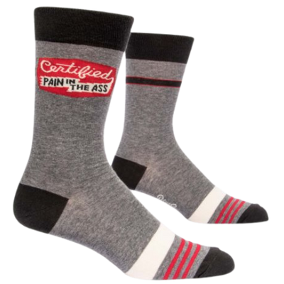 Certified Pain In The Ass, gray mens socks, blue q 2022