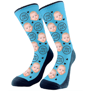 I Love You Dad Custom Face Socks. Switch up the background color and add your favorite face to socks. 