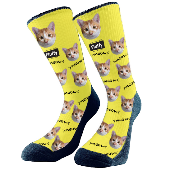 Custom Cat Face Socks and ADD their name - Meow Design – Sock Bar