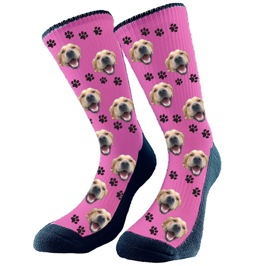 Custom Pet Socks Paw Print Pattern Made in Canada by The Sock Bar