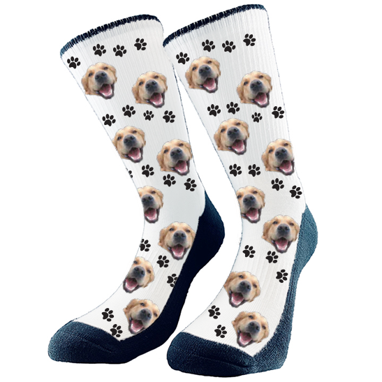 Custom Pet Socks Paw Print Pattern Made in Canada by The Sock Bar