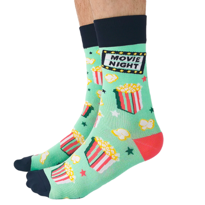 Movie Night. The Uptown Sox offers fun and colorful novelty socks that will bring excitement to your wardrobe and your life.
