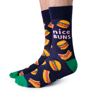 Nice Buns Men's Socks 2022. Hot dog and hamburger pattern. 