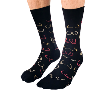 Simply The Breast Men's Socks. Lots of Boobies with black background. 