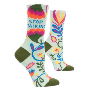 Stop Talking Women's Crew Socks. Flower Pattern. 