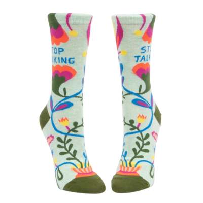 Stop Talking Women's Crew Socks. Flower Pattern. 