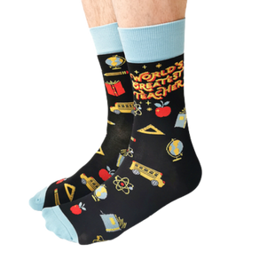 World's Greatest Teacher Men's Socks. Fun, Cool, Funky, Unique, Crazy, Novelty, Colorful and Dress Socks. 