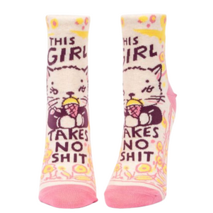 This Girl Takes No Shit Ankle Women's Socks The Sock Bar Canada. Cat eat Ice Cream with flowers, Ankle socks for Women size 5 - 10.