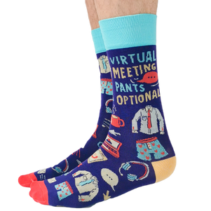 Fun, Cool, Funky, Unique, Crazy, Novelty, Colorful and Dress Socks. Buy men's and women's socks online. Virtual Meeting socks with all the accessories needed to work from home remotely.