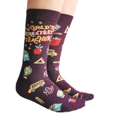 Being a teacher is a lot like being a rock star.  The world's greatest teacher socks are the best gift to become teacher's pet.  Size: Women’s shoe size 6-9. Material: 70% Combed Cotton, 28% Nylon and 2% Spandex. Add comfort to your game with Uptown Sox. These are the perfect pair to wear for a day on the course!